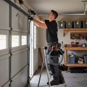 Garage door cable repair by Top One Garage Doors technician