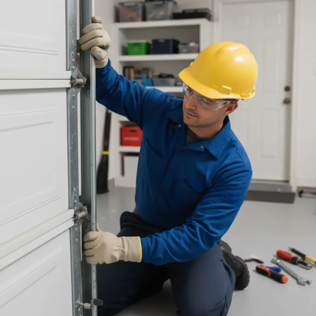 Technician Realigning Door