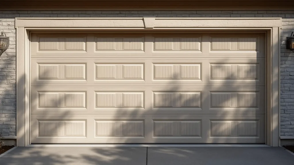 White sectional garage door on residential home