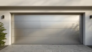 Minimalist light gray garage door exterior