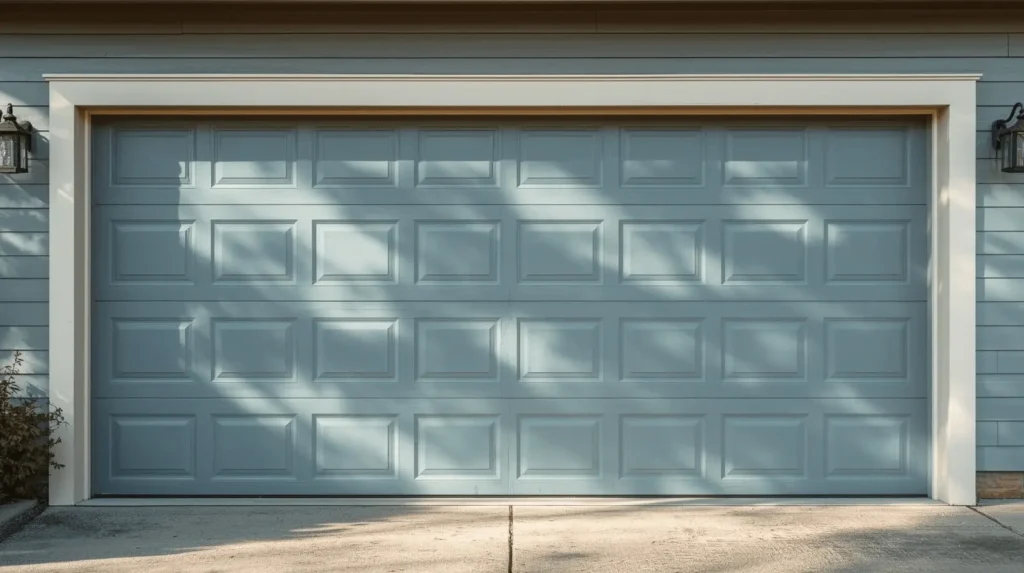 Frosted garage door in residential setting