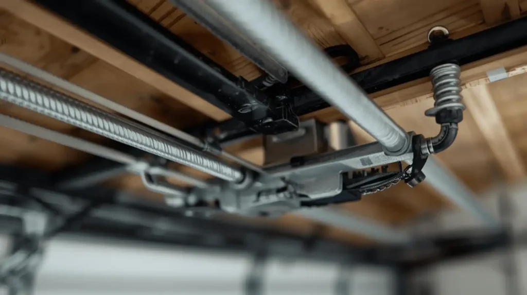 Garage door torsion spring and rail system