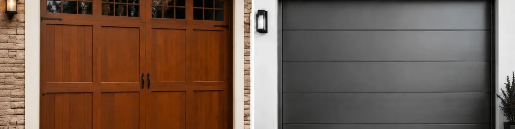 Wood and steel garage doors comparison exterior