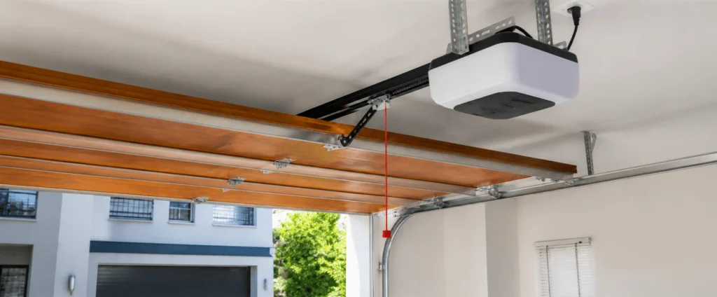 Garage door opener mechanism installation view