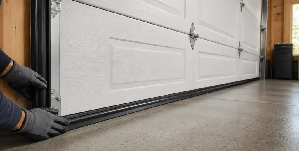 Garage Door With Installed Weather Seal