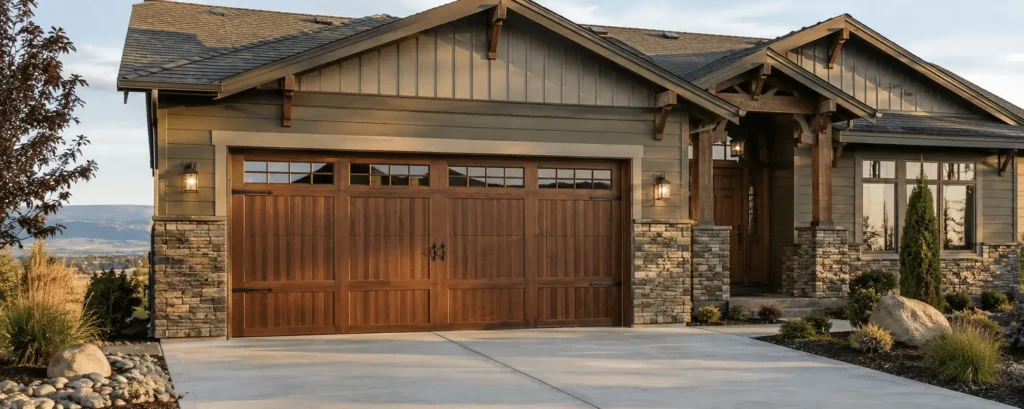 Wood panel design garage door