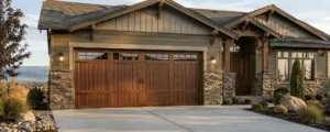 Wood panel design garage door